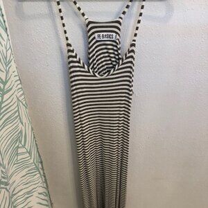 Fighting Eel Gray Striped Maxine Midi Dress